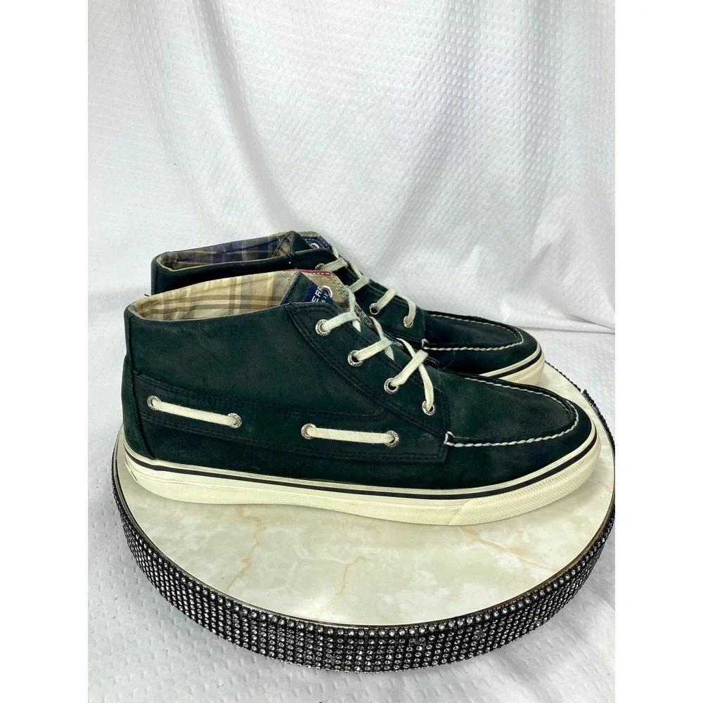 Sperry Top Sider Bahama Chukka Boat Shoes Mens 13 Black Leather Casual Sneakers